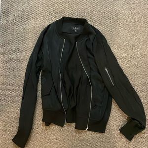 Lulu Satin Black Bomber Jacket